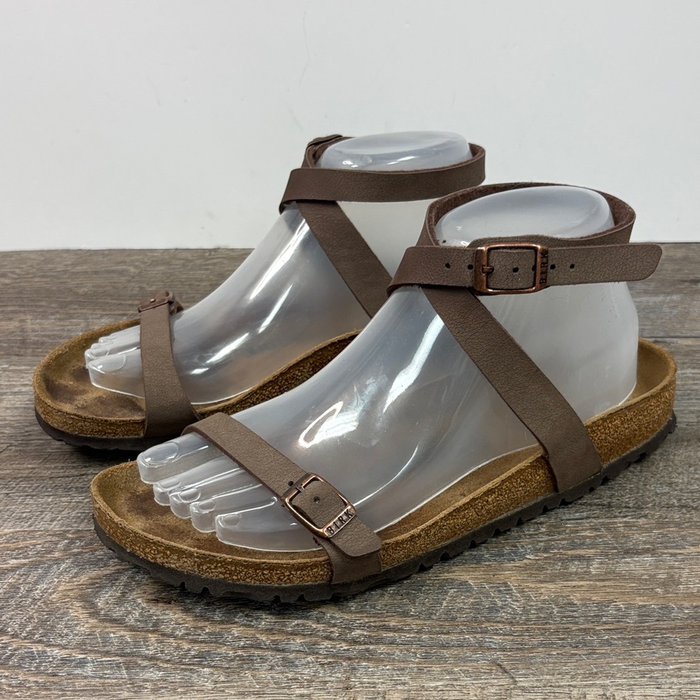 Birkenstock Yara Brown Leather Ankle Strap Sandals